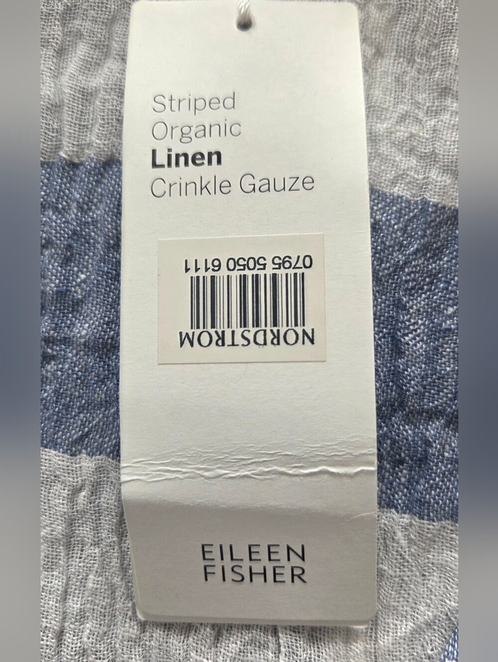 NWT EILEEN FISHER STRIPED ORGANIC LINEN CRINKLE GAUZE TUNIC - Picture 7 of 7